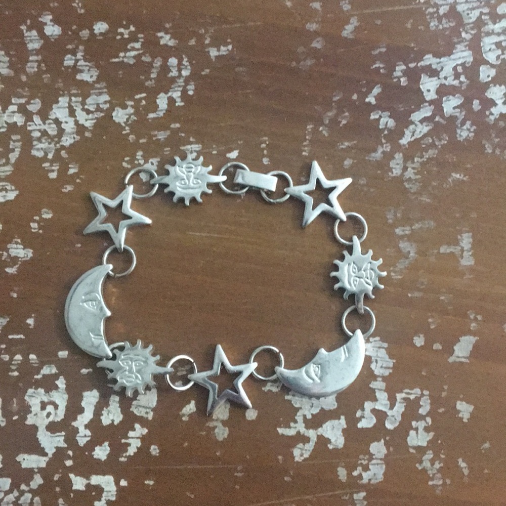 Vintage-Sun, Stars, and Moon Bracelet .925…